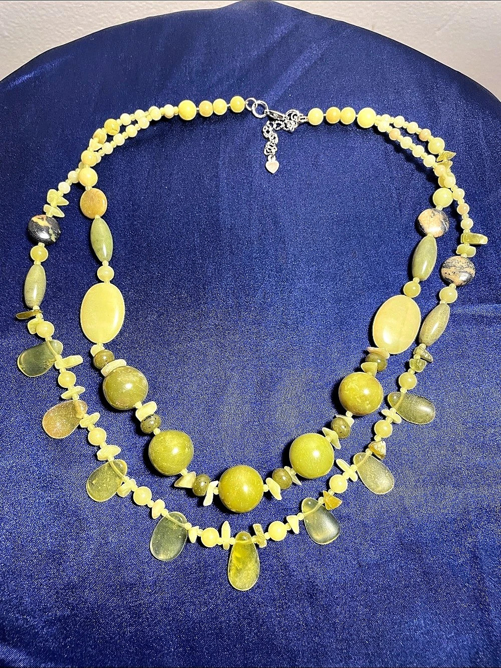 Layered Beaded Necklace in Green & Yellow